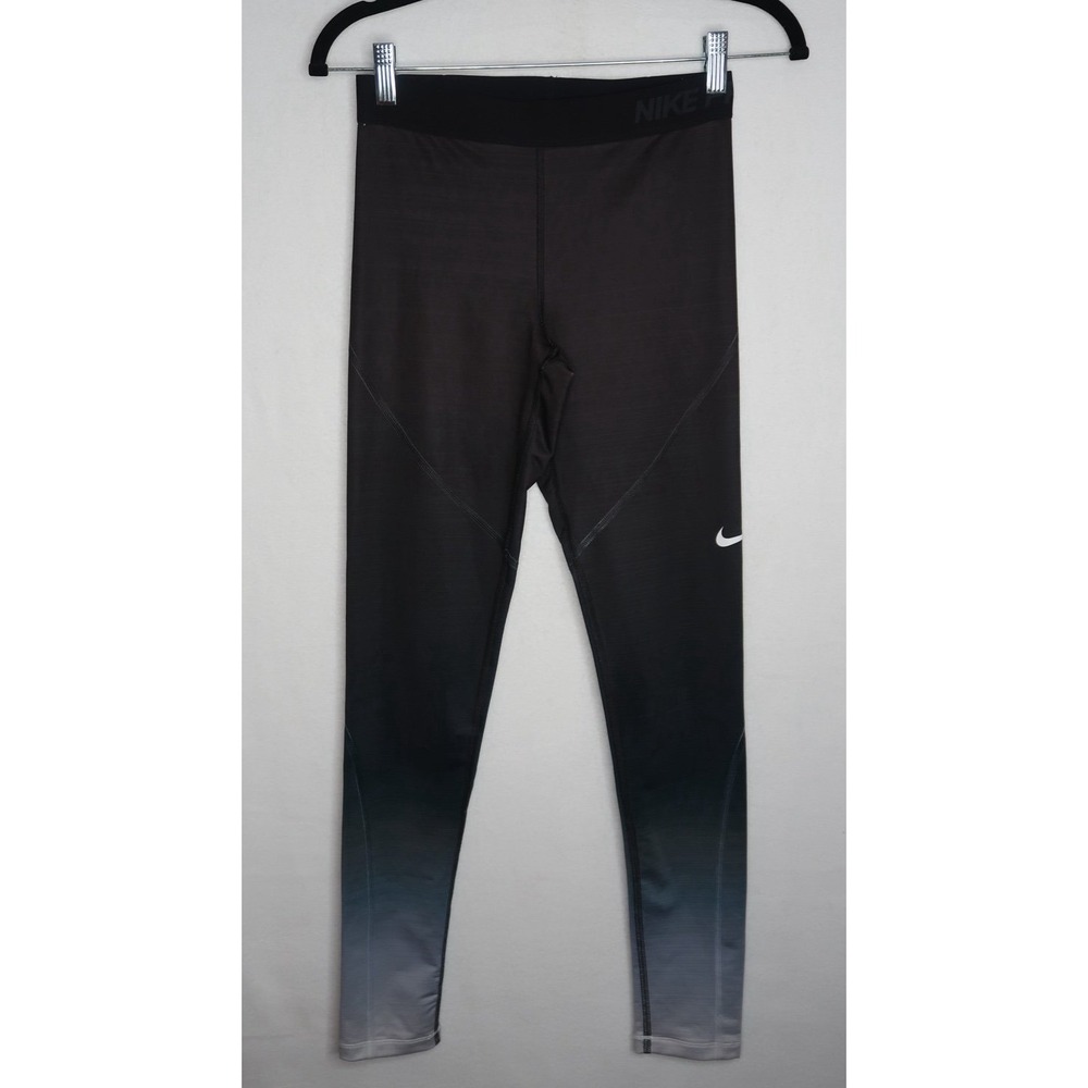 Nike Pro Hyperwarm Leggings Womens Medium Black Gray Ombre Thermal Compression